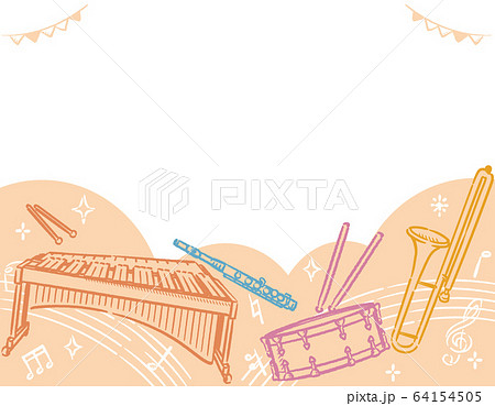 楽器のイラストを使った背景素材 64154505