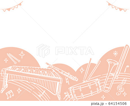 楽器のイラストを使った背景素材 64154506