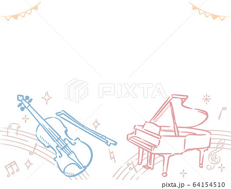楽器のイラストを使った背景素材 64154510