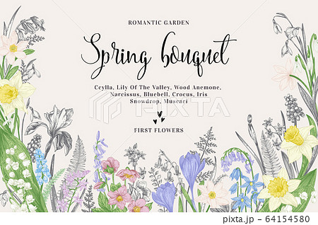 Frame with garden flowers. 64154580