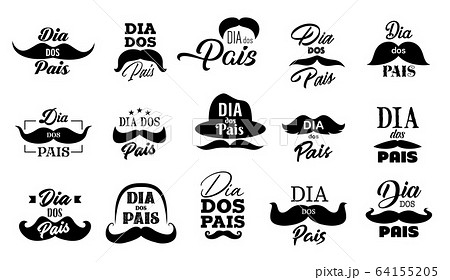 Mustache and hat vector icons, Fathers Day holiday 64155205