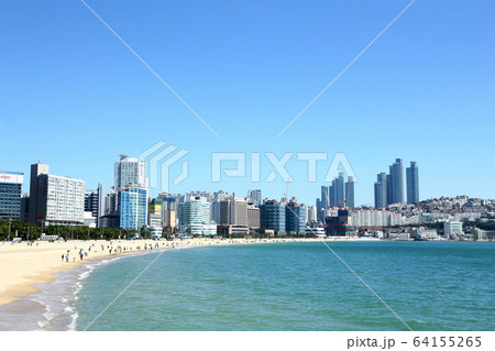 韓国 釜山の海雲台ビーチ 韓国 釜山の海雲台ビーチ 64155265
