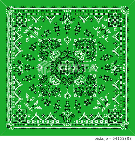Decorative Green Color Ornament On Yellow Background Symmetric Pattern  With Floral Mandala For Bandana Fabric Print Royalty Free SVG Cliparts  Vectors And Stock Illustration Image 126545641