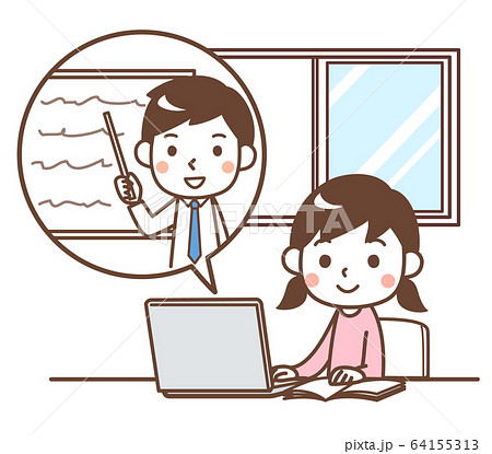 オンライン授業　女の子 64155313