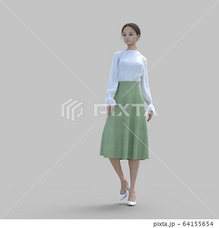 ロングスカートの女性 Perming3dcg イラスト素材のイラスト素材