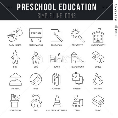 Set Vector Line Icons of Preschool Education 64156543