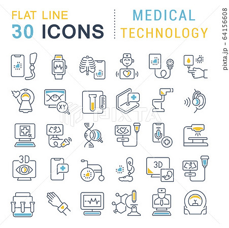 Set Vector Line Icons of Medical Technology Set Vector Line Icons of Medical Technology 64156608