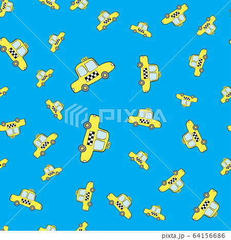 Doodle taxi car seamless pattern 64156686
