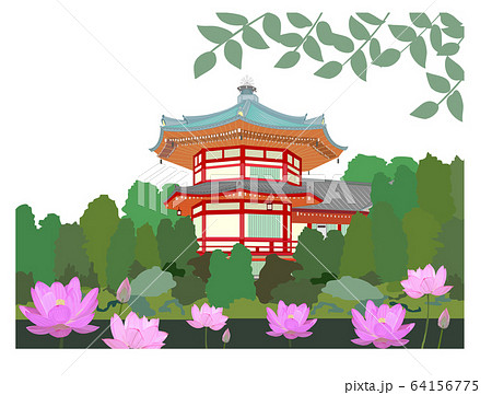 上野弁天と蓮の花 64156775