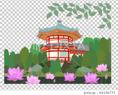 上野弁天と蓮の花 64156775