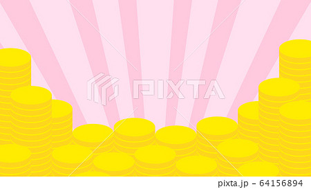 山積みコイン 背景 / ピンク 64156894