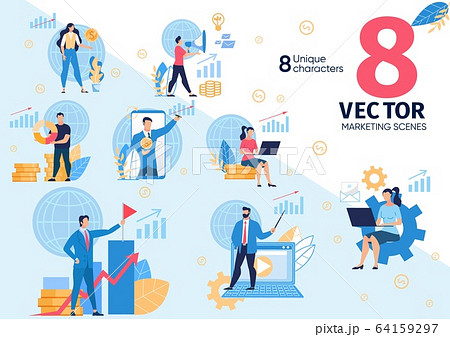 Business Digital Marketing Flat Vector Concept Set Business Digital Marketing Flat Vector Concept Set 64159297