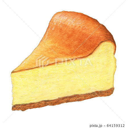 チーズケーキ 手描き 水彩のイラスト素材
