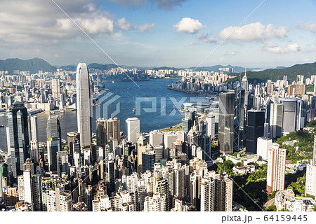 Hong Kong city skyline view from the Victoria peak. Hong Kong city skyline view from the Victoria peak. 64159445