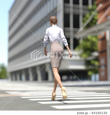 横断歩道を渡る女性 Perming3dcg イラスト素材のイラスト素材
