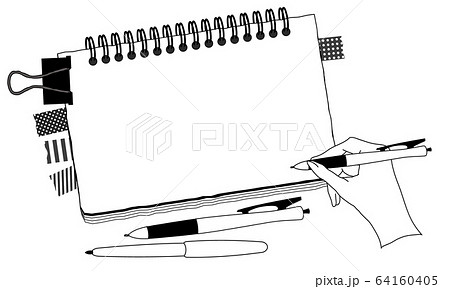 Sketchbook with pencils, liners. Notebook, sketch book for drawing. Notepad  for drawn paintings and art supplies. Artists note pad, album. Flat graphic  vector illustration isolated on white background Stock Vector