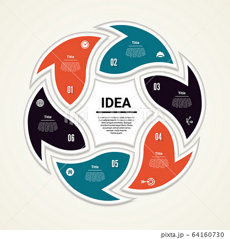 Vector progress background. Template for diagram, graph, presentation and chart. Business concept with 6 options, parts, steps or processes. Abstract background. eps 10 64160730