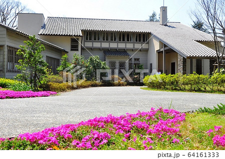 横浜市 俣野別邸庭園 俣野別邸玄関前と芝桜 横浜市 俣野別邸庭園 俣野別邸玄関前と芝桜 64161333