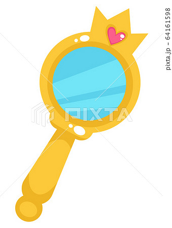 Elegant hand mirror of round shape made of gold Elegant hand mirror of round shape made of gold 64161598