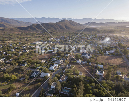 Aerial over small town village, in South Africa, 64161997