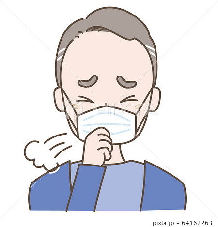 咳が出る中年男性のイラスト素材