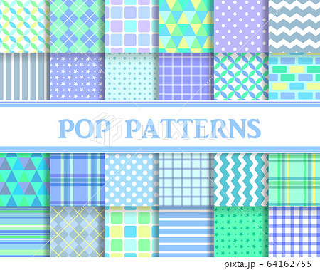 ポップなシームレスパターン　青系 64162755