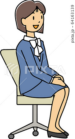 椅子に座る女子社員のイラスト素材