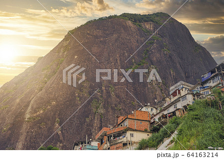 Rio de Janeiro downtown and favela 64163214