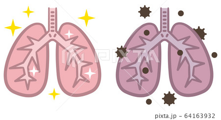 肺 健康 病気 セットのイラスト素材