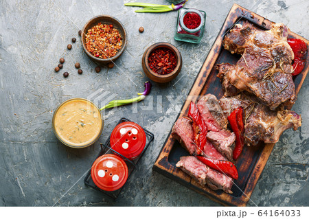 Beef steak and spices 64164033