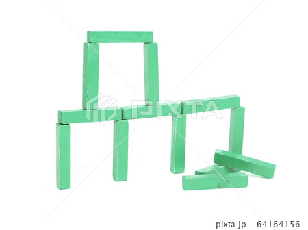 Vintage green building blocks isolated on white Vintage green building blocks isolated on white 64164156