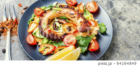 Salad with vegetables and octopus 64164849