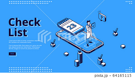 Check list, online survey isometric web banner Check list, online survey isometric web banner 64165115