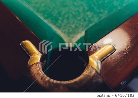 Billiard on table. Perfect composition of pool balls. Billiard on table. Perfect composition of pool balls. 64167182