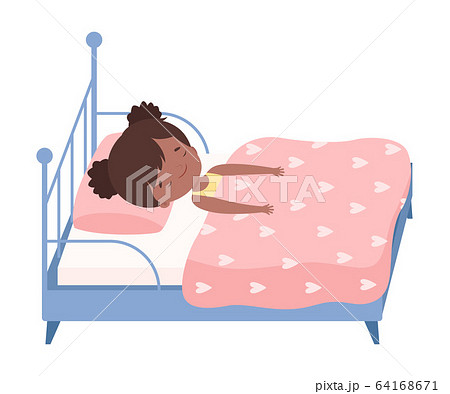 Cute Little Girl Sleeping Sweetly in Her Bed under Blanket Vector Illustration Cute Little Girl Sleeping Sweetly in Her Bed under Blanket Vector Illustration 64168671