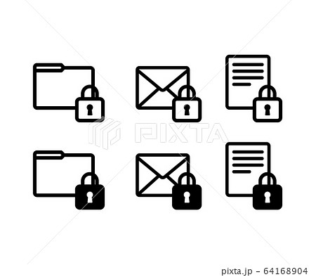 文書やファイルをロックするアイコン 鍵 イラスト のイラスト素材