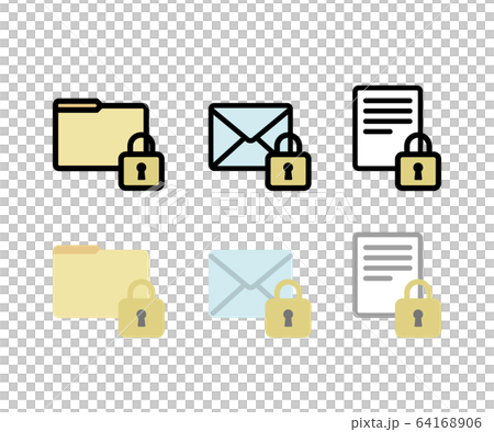 文書やファイルをロックするアイコン 鍵 イラスト のイラスト素材