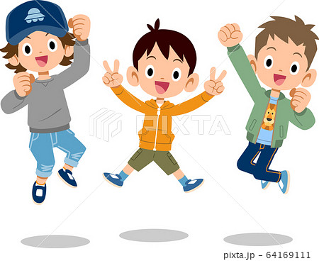 ジャンプする男の子 64169111