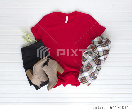 Christmas Red tee mockup - cold weather fall Christmas Red tee mockup - cold weather fall 64170834