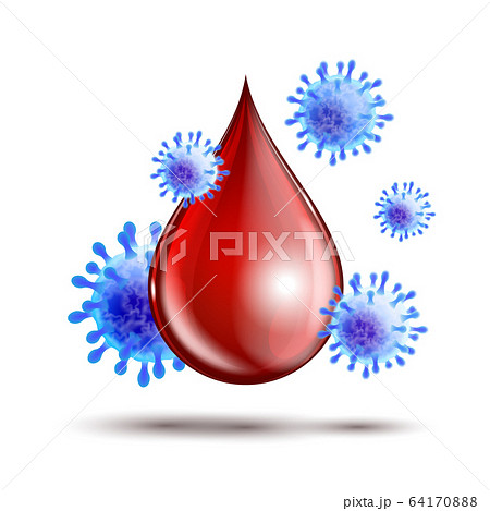 Blood testing concept with blood drop and virus disease cells Blood testing concept with blood drop and virus disease cells 64170888