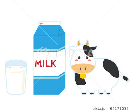牛乳 ミルク 紙パック 牛乳パックのイラスト素材 64171052 Pixta