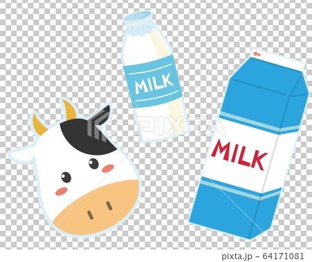 牛乳 ミルク 紙パック 牛乳パック 牛乳瓶のイラスト素材