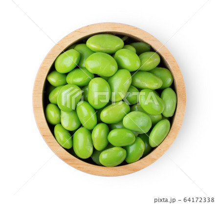 えだまめページ edamame green soy beans isolated on whiteの写真素材 [64172338
