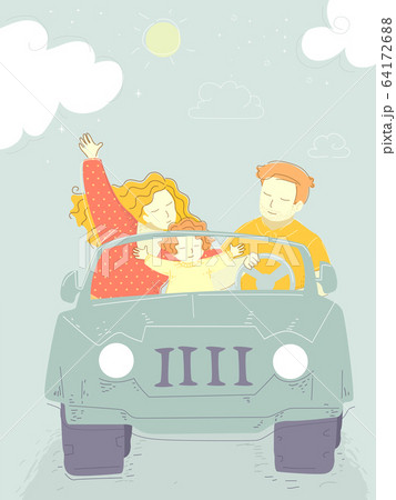Family Trip Jeep Illustration 64172688