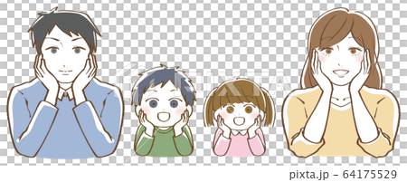 頬杖をつく家族 のイラストのイラスト素材