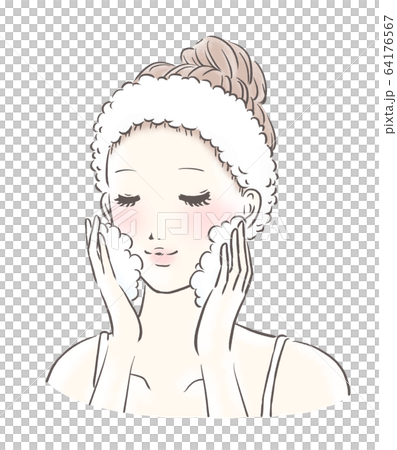 洗顔をする女性 アップ カラー(白) 洗顔をする女性 アップ カラー(白) 64176567