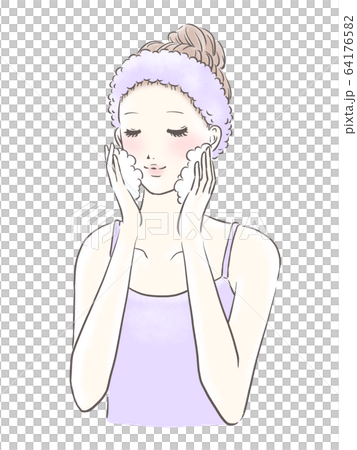 Woman washing face Upper body color (light purple) Woman washing face Upper body color (light purple) 64176582