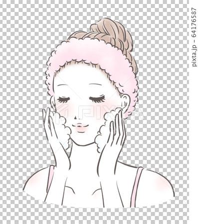 Woman washing face up White skin (pink) Woman washing face up White skin (pink) 64176587