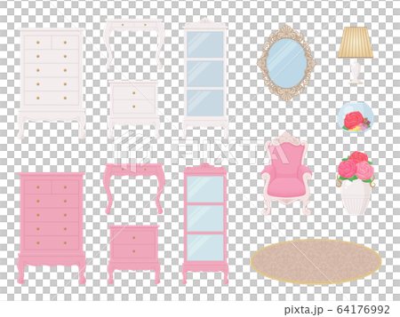 お姫様の家具_インテリアのイラストセット 64176992