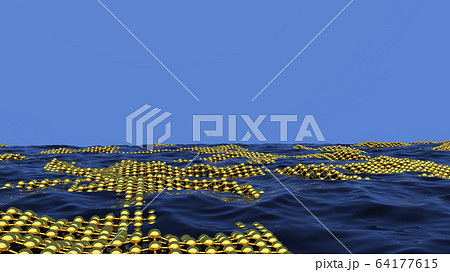Ecological science abstract background with absorbent grid on the sea or ocean surface to clean the pollution. 3D illustration Ecological science abstract background with absorbent grid on the sea or ocean surface to clean the pollution. 3D illustration 64177615
